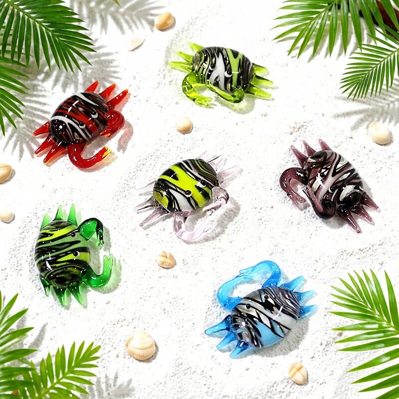 Marine Aquarium Decorations - Handmade Cute Mini Glass Crab Figurine