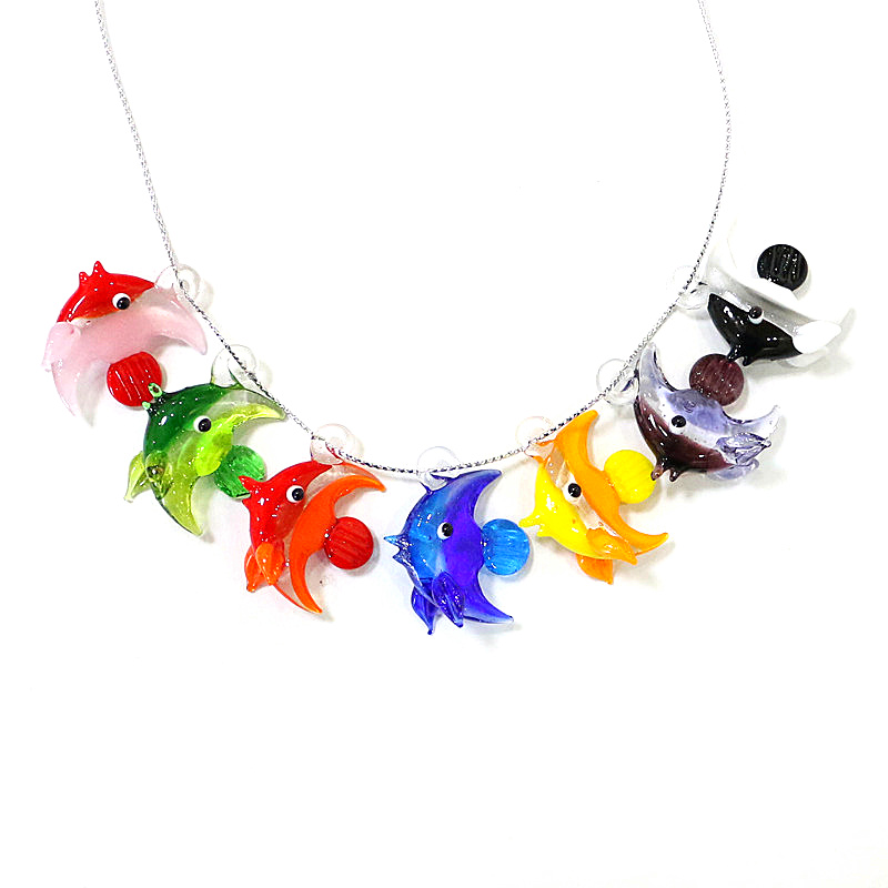 Marine Aquarium Decorations - 2pcs Mini Fish Glass Pendant Cute