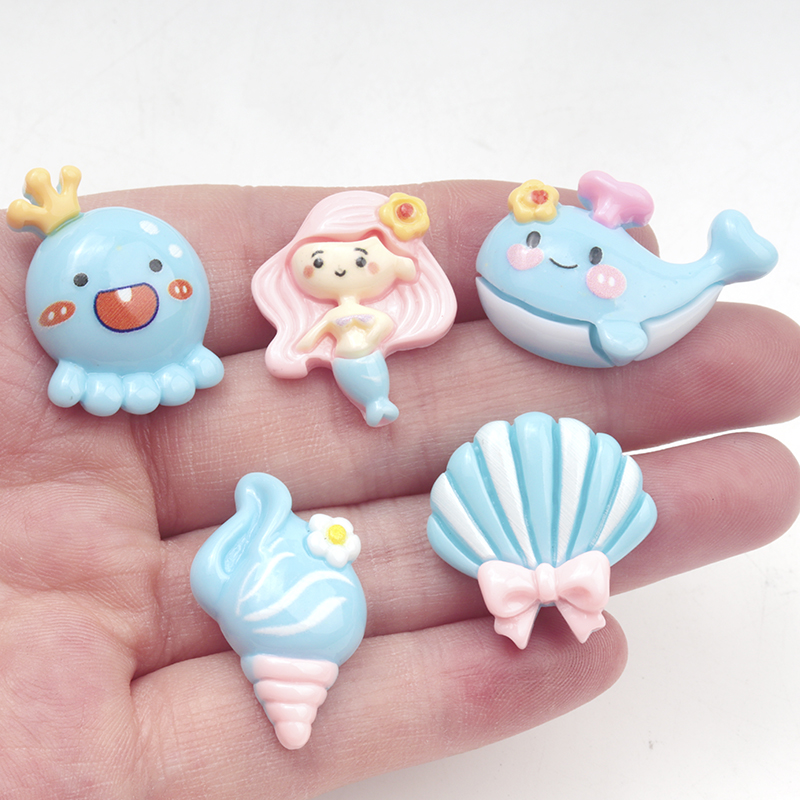 10/100Pcs Cute Blue Flat Back  - Marine Aquarium Decorations recension och pris