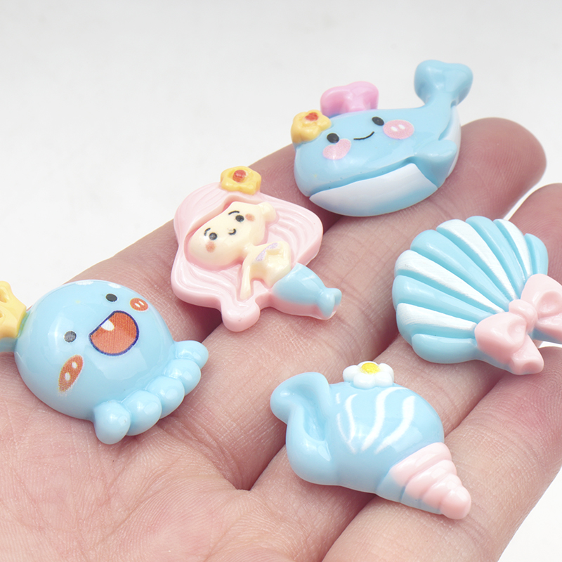 10/100Pcs Cute Blue Flat Back  - Marine Aquarium Decorations recension och pris
