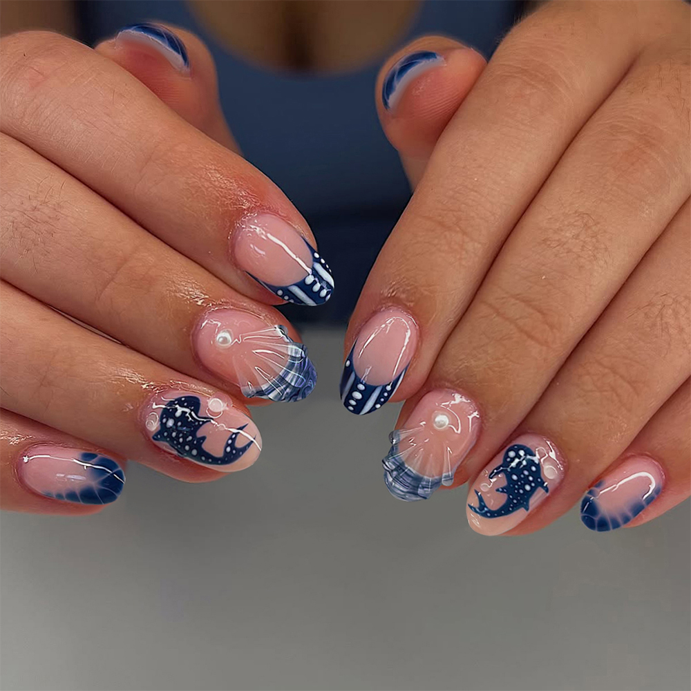 24pcs Almond 3d gel nails Whal - Marine Aquarium Decorations recension och pris