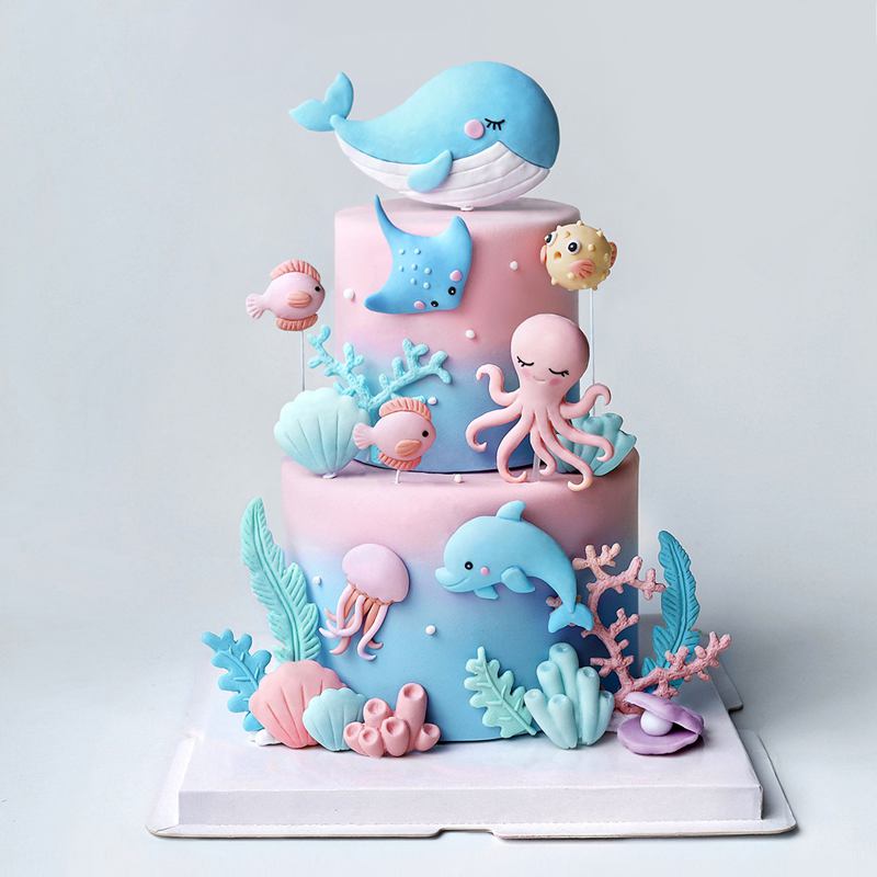 Ocean Octopus Whale Cake Decor - Marine Aquarium Decorations recension och pris