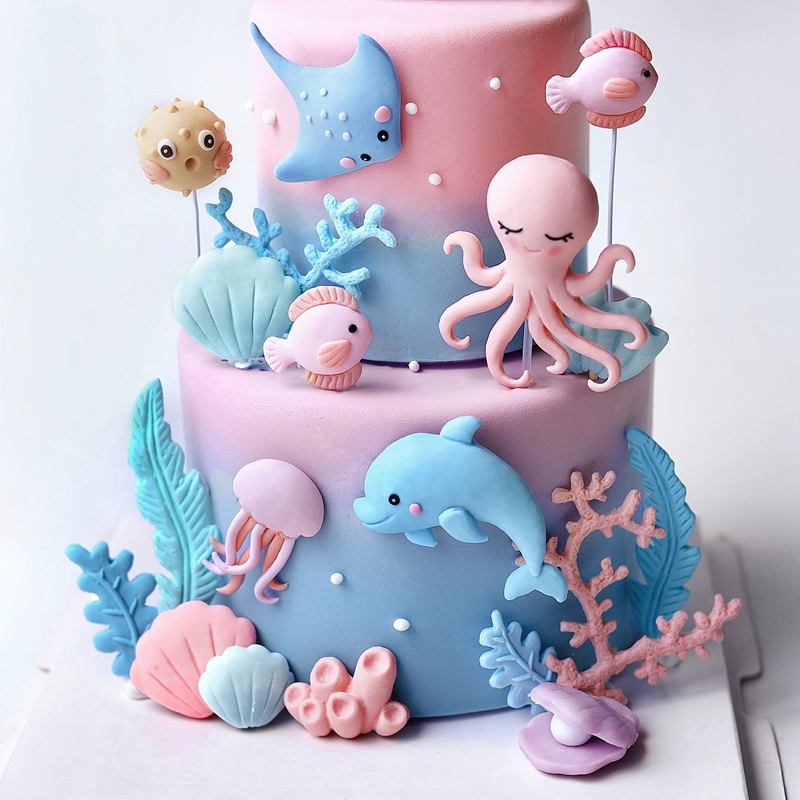 Ocean Octopus Whale Cake Decor - Marine Aquarium Decorations recension och pris